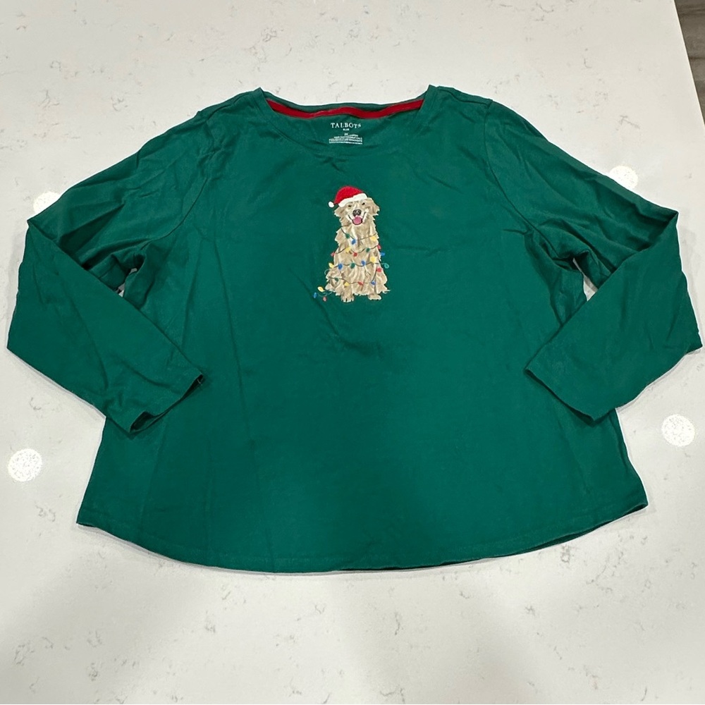 Talbot’s Holiday Golden Retriever Long Sleeve Shirt